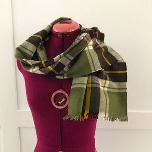 Classic British Tartan Plaid Green Scarf
